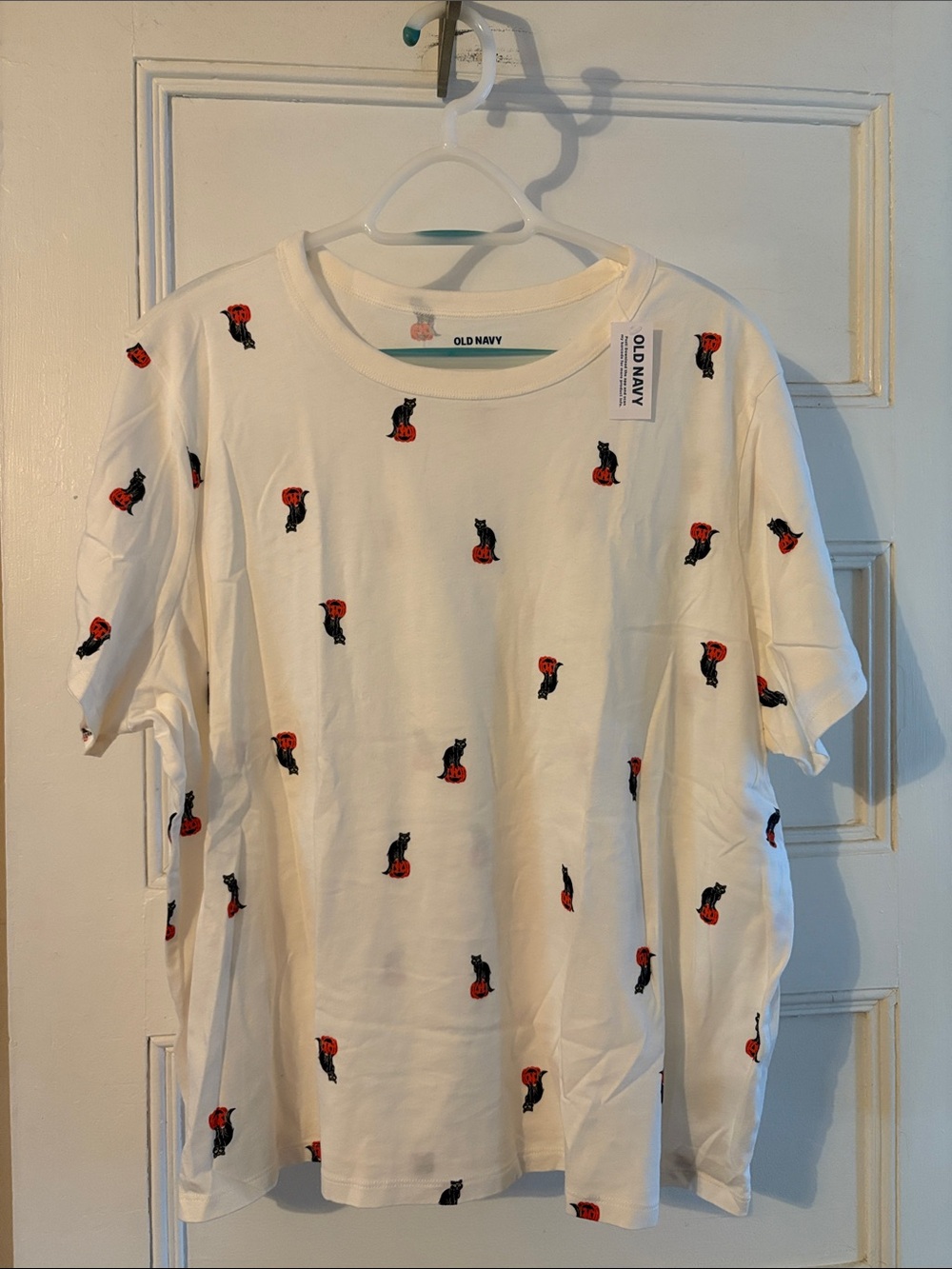 Old Navy Everywear Tee with Black Cat & Orange Pumpkin Motifs XXL Petite